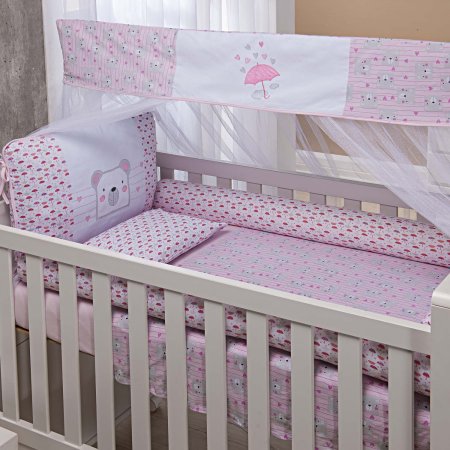 Kit Rolinho de Malha para Berço Americano Bambi 9 Peças - Ursinhas
