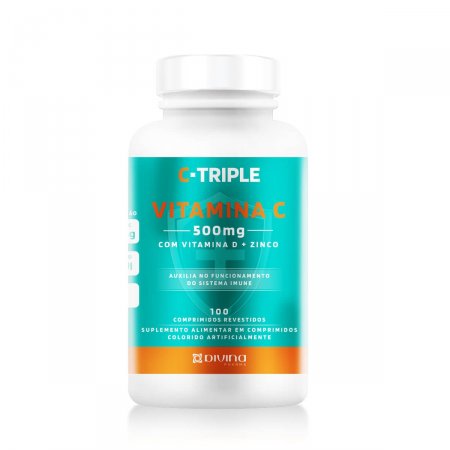 C-Triple Vitamina C 500mg com Vitamina D + Zinco com 100 comprimidos