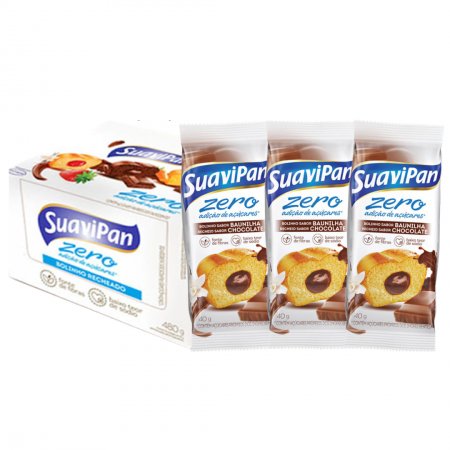 BOLINHO ZERO BAUNILHA C/ CHOCOLATE 40g / DISPLAY C/ 12 UNID.