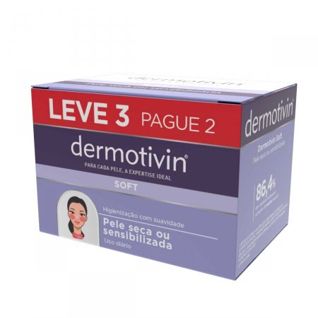 Kit Sabonete Facial em Barra Dermotivin Soft com 3 unidades