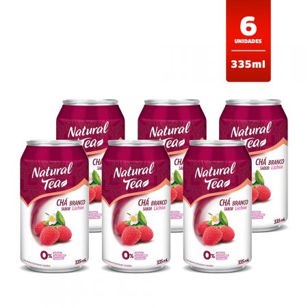 KIT CHÁ BRANCO C/ LICHIA NATURAL TEA LATA 335ML - CAIXA 6 UNIDADES