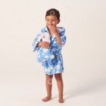 Roupão Estampado com Capuz Panda Azul Baby Joy