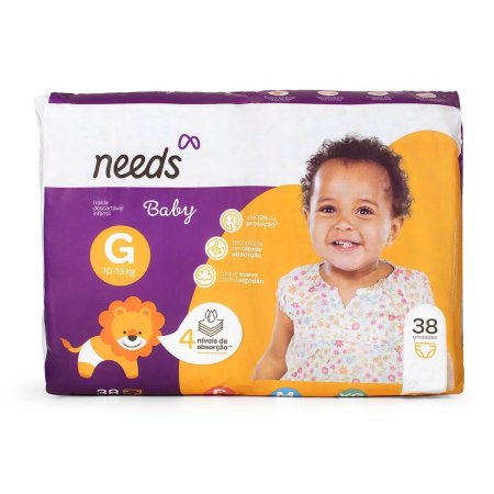 Fralda Descartável Infantil Needs Baby Mega G com 38 unidades