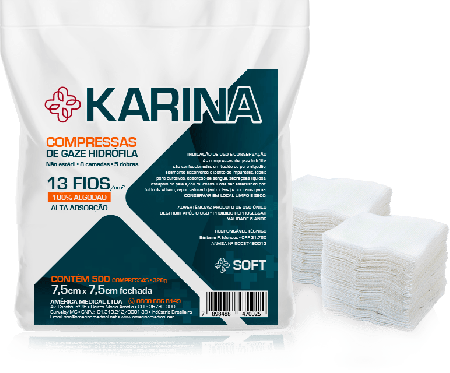 Compressa de Gaze Não Estéril 13 Fios Karina America