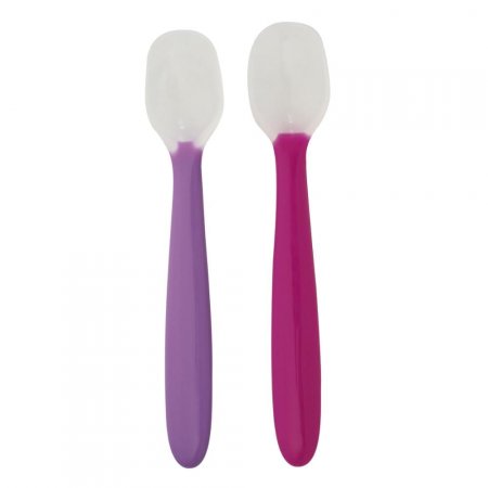 Colher de Silicone Flexível Kababy Rosa 2 unidades