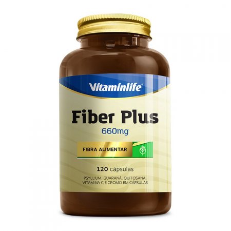 Fiber Plus Psyllium, Guaraná, Quitosana, Vit C e Cromo 120 caps Vitaminlife