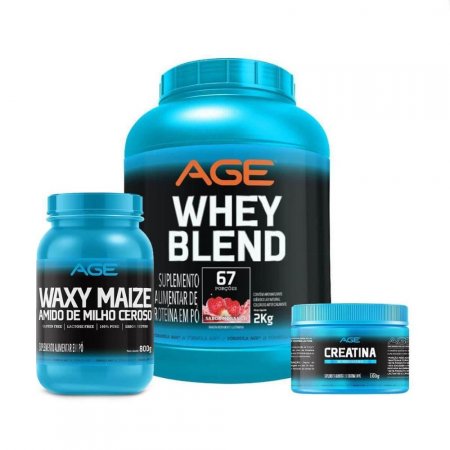 WHEY BLEND (2kg) + WAXY MAIZE (800g) + CREATINA (100g) - Morango