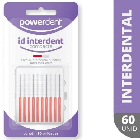Escova Interdental Powerdent Cilindrica 3MM 60 Unidades 1236
