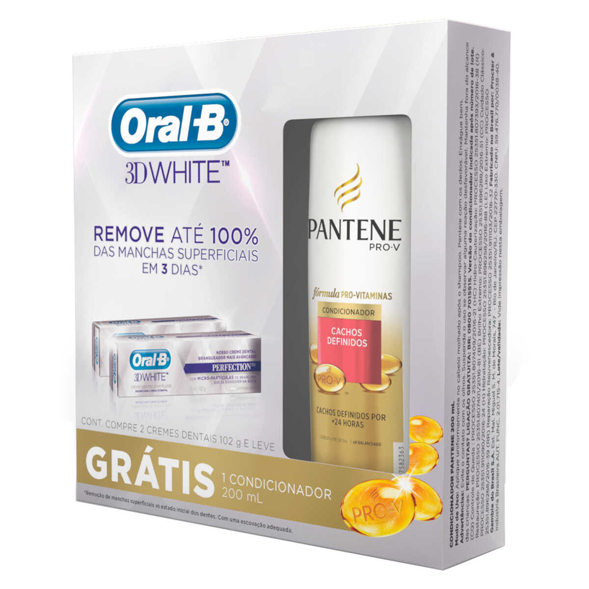 Kit Creme Dental Oral B 3D White + Condicionador Pantene
