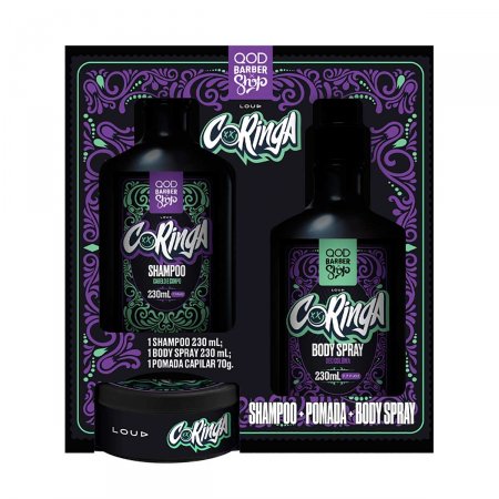 Kit QOD Barber Shop Loud Coringa Shampoo com 230ml + Pomada Capilar com 70g + Body Spray com 230ml