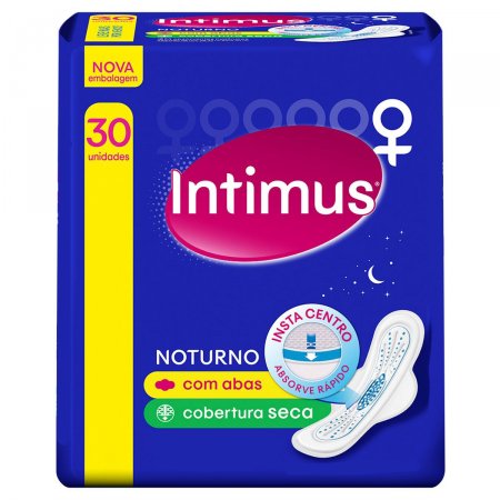 Absorvente Intimus Noturno Suave com Abas 30 Unidades