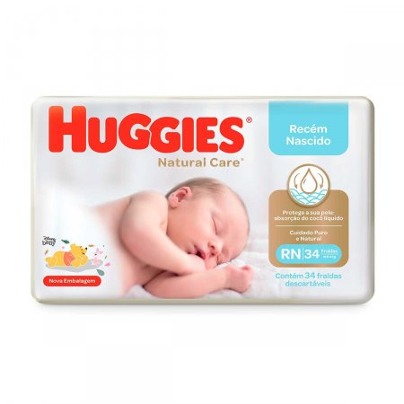 Fralda Huggies Natural Care RN com 34 Unidades