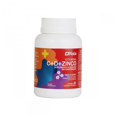 Suplemento Alimentar Raia Vitamina C 500mg + D 400UI + Zinco 10mg com 30 comprimidos