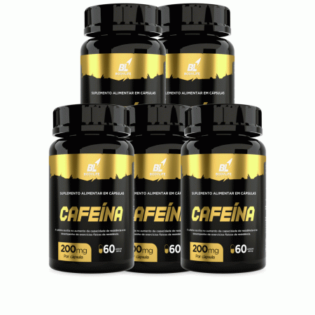 Cafeína Body Life 5 Unidades C/60 Capsulas 500mg Saude Para Corpo - Linduras
