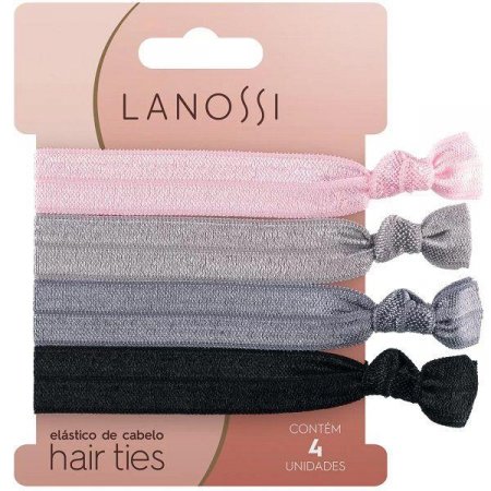 Conjunto de Elástico de Cabelo Lanossi Hair Ties Silver com 4 Unidades