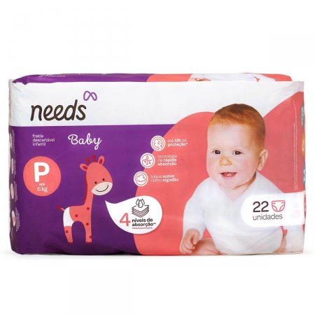 Fralda Descartável Needs Baby P com 22 Unidades