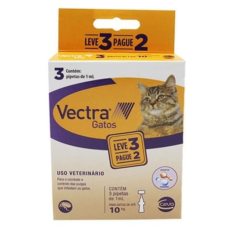 Combo Vectra 3D para Gatos Antipulgas até 10kg - Compre 2 Leve 3
