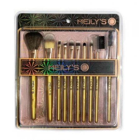 Kit com 10 Pincéis para Maquiagem Meily's Ref 115
