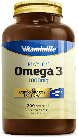 Ômega 3 1000mg com 200 cáps. (Óleo de Peixe) Vitaminlife