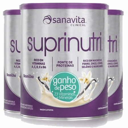 Kit 3 Suprinutri ganho de peso Sanavita baunilha 400g