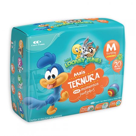 Fralda Baby Looney Tunes M Jumbinho 20 Unidades