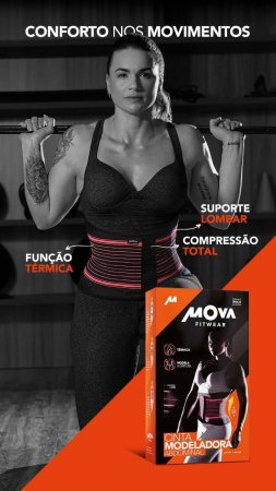 Cinta Modeladora Abdominal Neoprene - Tam Único - Rosa e Preta - MOVA