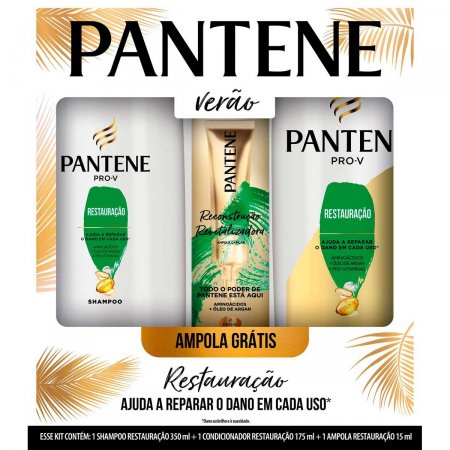 Kit Pantene Restauração Shampoo 350ml + Condicionador 175ml + Ampola 15ml
