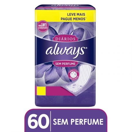 Protetor Diário Always Sem Perfume 60 Unidades