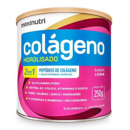 Colágeno Hidrolisado MaxiNutri  2 em 1 Lichia 250g