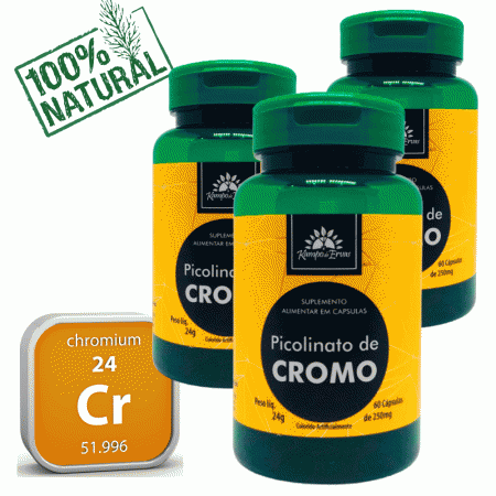 Picolinato de Cromo 35mcg Kampo Ervas 3und 60cáps 250mg cada