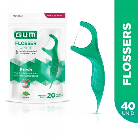 Fio Dental com Cabo G.U.M Flosser Original com 20 unidades