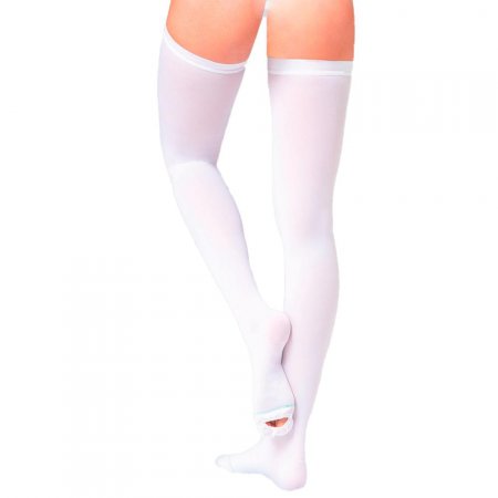 Meia Antitrombo 7/8 18-23mmHg Importada Unisex Branca Tamanho 3