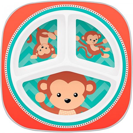 Prato com Divisórias para bebê Animal Fun Macaquinho (6m+) - Buba