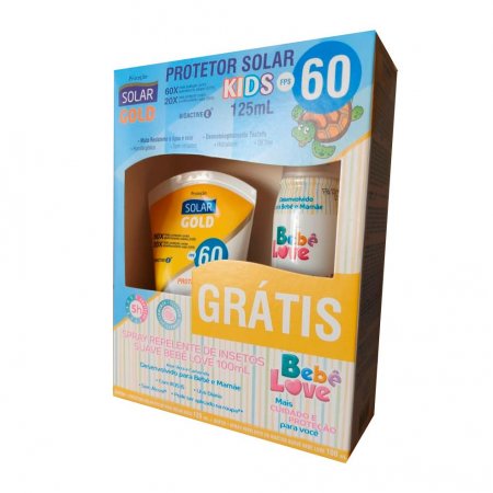 Kit Protetor Solar Gold 60 Fps Kids 125ml + Spray Repelente Bebe 100ml