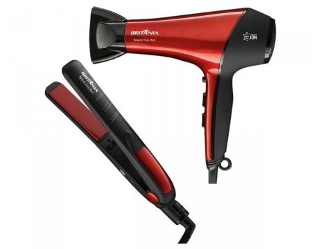 Kit Secador e Prancha de Cabelo Britânia Beauty Duo Vermelho