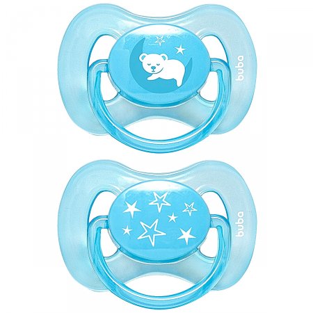 Kit 2 Chupetas Comfort Ursinho e Estrela Azul Tam 1 (0-6m) - Buba