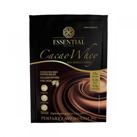 Suplemento Proteico Cacao Whey Essential Nutrition Sachê Chocolate