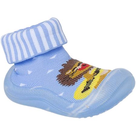 Meia c/ Sola para bebê Leão Azul - Keto Baby KB22050-11 MEIA COM SOLA AZUL BB-17/18