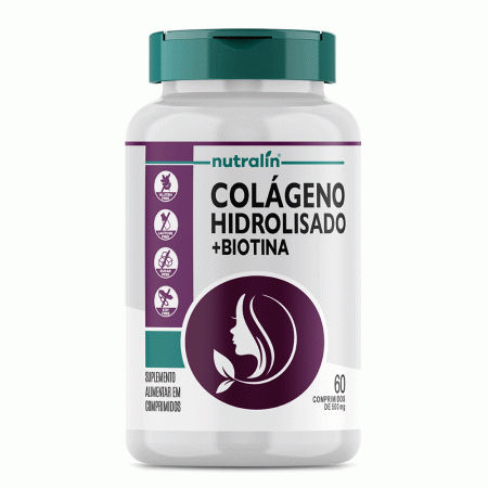 Colágeno Hidrolisado com Biotina, Nutralin, 500mg