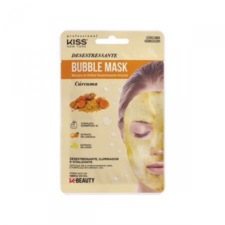 Máscara Facial de Bolhas Amarela Kiss NY Cúrcuma Desestressante com 1 unidade