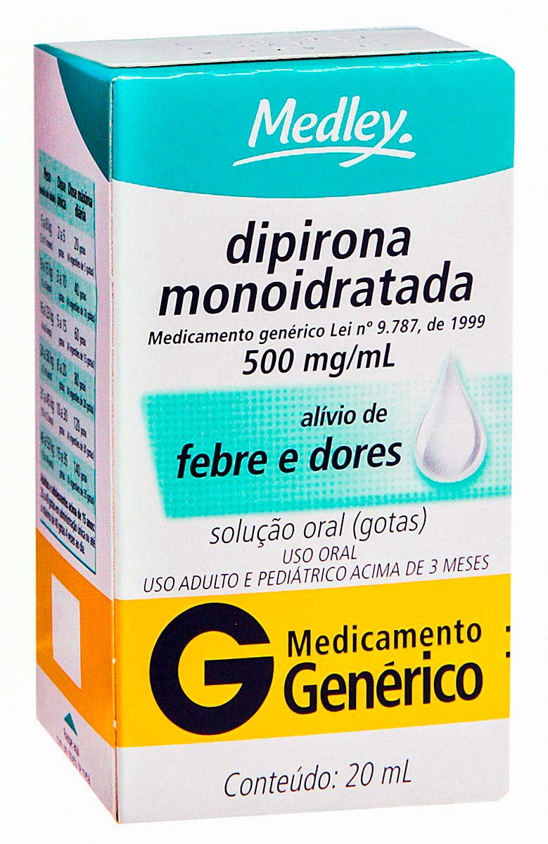 Dipirona Sódica 500mg/ml Genérico Medley Gotas  20ml