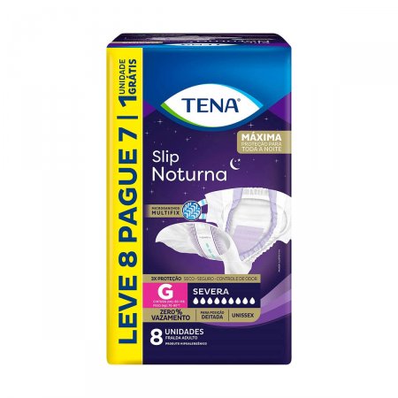 Fralda Geriátrica Tena Slip Noturna G Leve 8 Pague 7 unidades