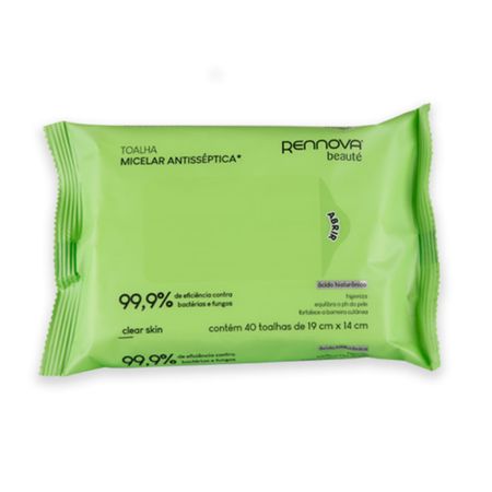 Toalha Micelar Clear Skin Antisséptica Com 40un - Rennova