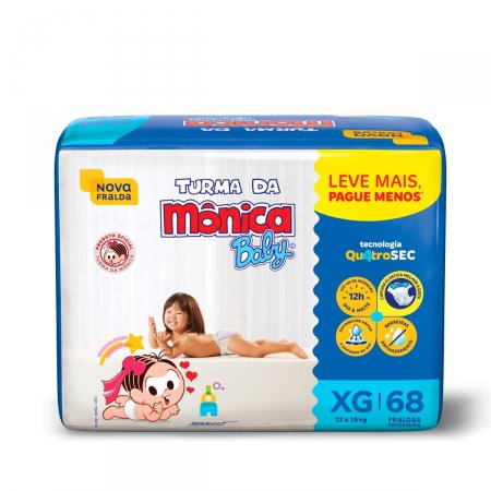 Fralda Descartável Turma da Mônica Baby XG com 68 Unidades
