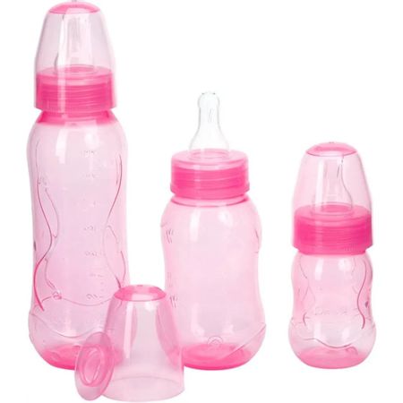 Kit 3 Mamadeiras Formas 80/150/240ml Rosa - Kitstar