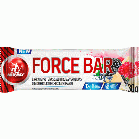 Barra de Proteina Force Bar Crispy Sabor Chocolate Branco com Recheio de Frutas Vermelhas com 30g