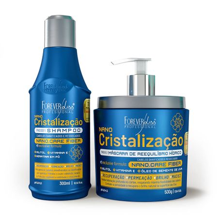 Nano Cristalização Capilar Forever Liss Kit Shampoo 300ml e Máscara 500g