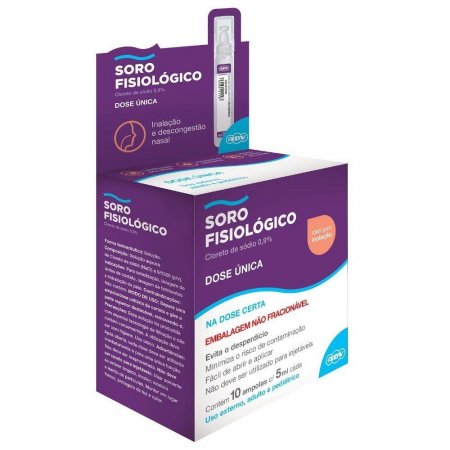 Soro Fisiologico 5ml com 10 Ampolas ADV