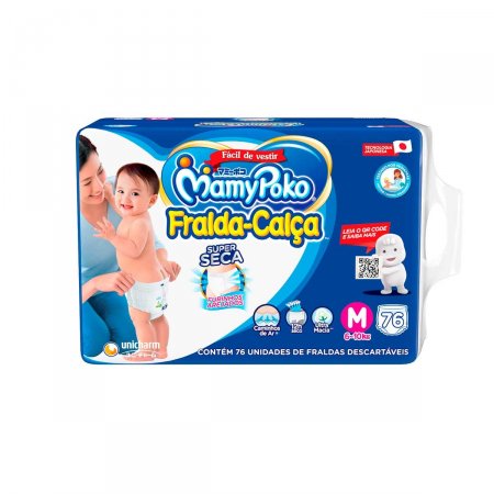 Fralda-Calça MamyPoko Tamanho M com 76 unidades
