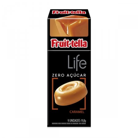 Bala Fruit-Tella Life Zero Açúcar Sabor Caramelo com 9 unidades